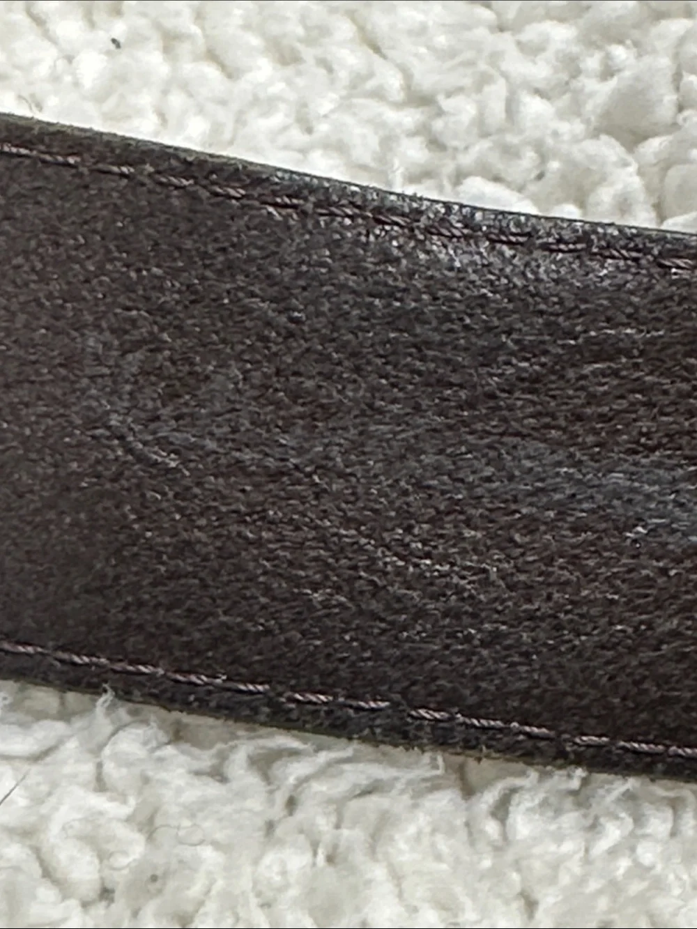 Thick Brown Cowhide Leather Belt, Silver Tone Double Ring Belt, Made in USA, M